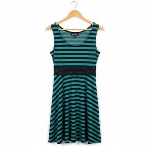 Green and Black Striped Dress